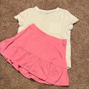 Pink Ruffled Girls Skort with white shirt